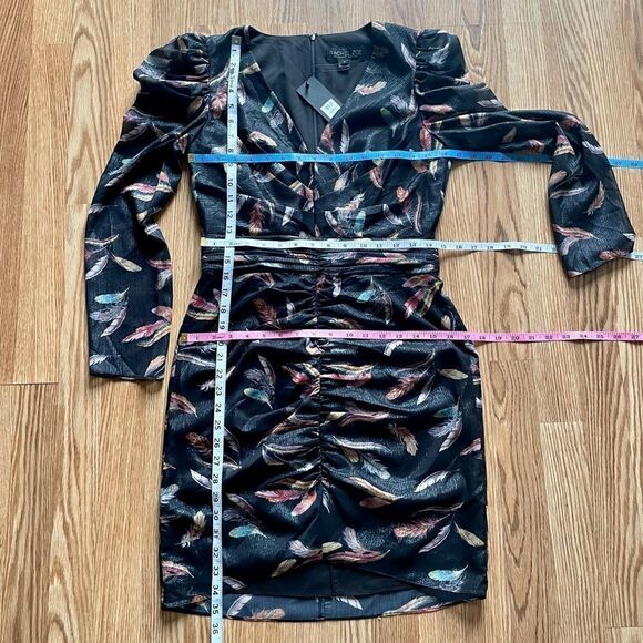 𝅺Rachel Zoe Sloane Feather Print Dress Size 6 - Picture 13 of 16